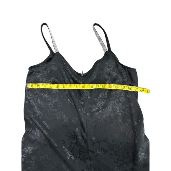 Medium- romper jumpsutt- black rhinestone straps- black florals- zip up - Picture 3 of 6